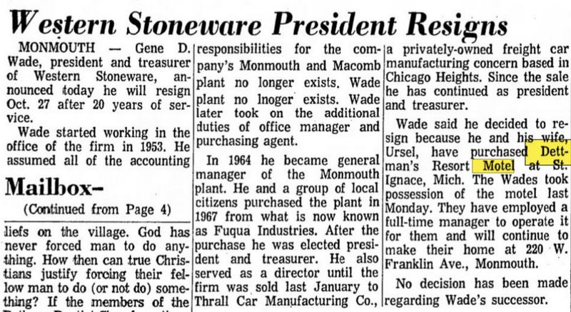 Dettmans Motel - Oct 1973 Gene Wade Takes Over (newer photo)